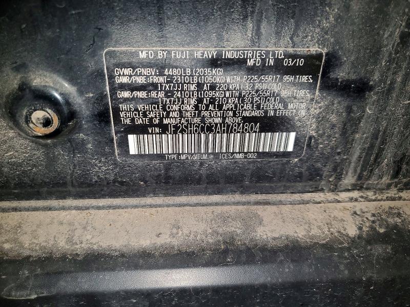 Продажа на аукционе авто 2010 Subaru Forester, vin: JF2SH6CC3AH784804, номер лота: 62320556