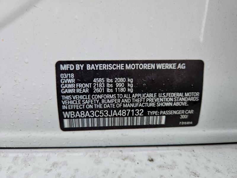 Продажа на аукционе авто 2018 Bmw 320, vin: WBA8A3C53JA487132, номер лота: 62037556