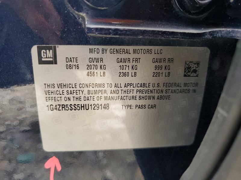 Aukcja sprzedaży 2017 Buick Lacrosse, vin: 1G4ZR5SS5HU129148, numer aukcji: 61109986