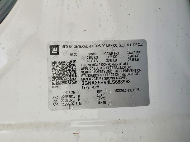 Продажа на аукционе авто 2020 Chevrolet Equinox, vin: 3GNAX5EV4LS688963, номер лота: 61883136