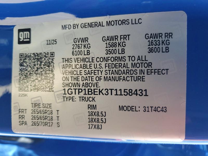 2026 Gmc Canyon მანქანა იყიდება აუქციონზე, vin: 1GTP1BEK3T1158431, აუქციონის ნომერი: 62417456