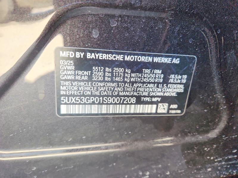 60232956 :رقم المزاد ، 5UX53GP01S9007208 vin ، 2025 Bmw X3 مزاد بيع