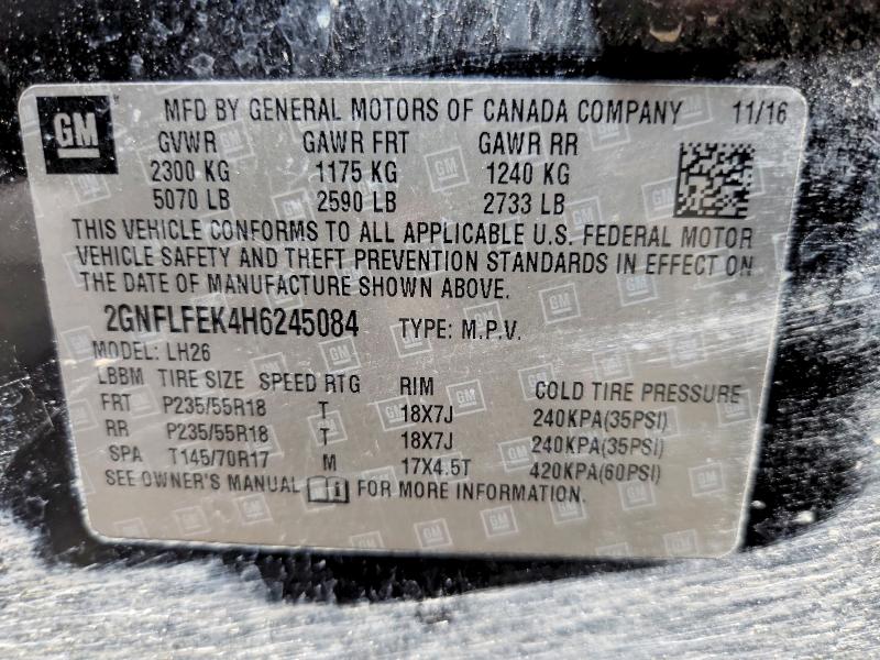 2017 Chevrolet Equinox მანქანა იყიდება აუქციონზე, vin: 2GNFLFEK4H6245084, აუქციონის ნომერი: 60570146
