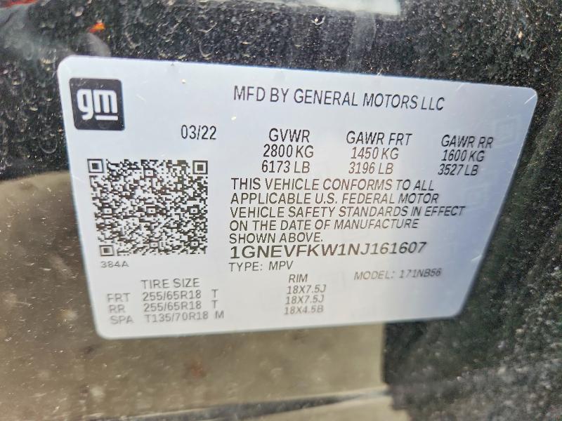 Продажа на аукционе авто 2022 Chevrolet Traverse, vin: 1GNEVFKW1NJ161607, номер лота: 60051376