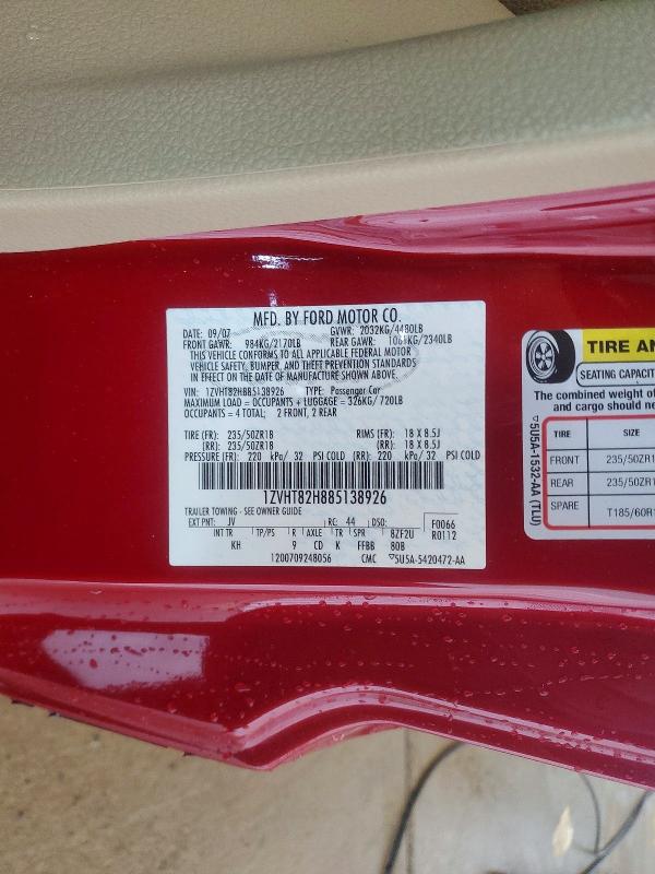 Aukcja sprzedaży 2008 Ford Mustang, vin: 1ZVHT82H885138926, numer aukcji: 59541006