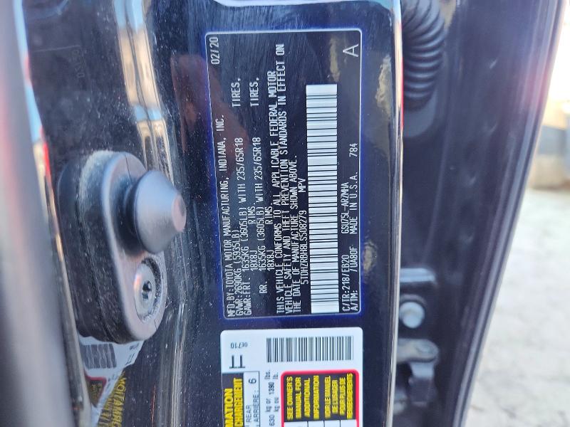 Продаж на аукціоні авто 2020 Toyota Highlander, vin: 5TDHZRBH8LS508279, номер лоту: 63005846