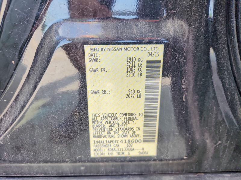 2015 Nissan Altima მანქანა იყიდება აუქციონზე, vin: 1N4AL3AP0FC418600, აუქციონის ნომერი: 62831366
