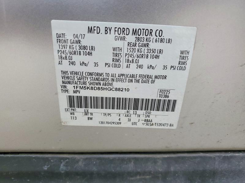 Aukcja sprzedaży 2017 Ford Explorer, vin: 1FM5K8D85HGC88210, numer aukcji: 60777976