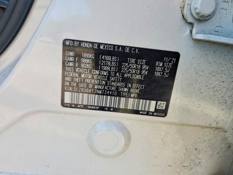 Продажа на аукционе авто 2022 Honda Hr-v, vin: 3CZRU6H12NM734410, номер лота: 60663906