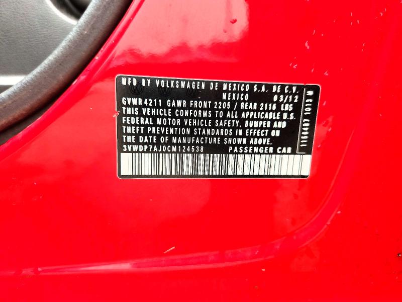 Продажа на аукционе авто 2012 Volkswagen Jetta, vin: 3VWDP7AJ0CM124538, номер лота: 61762986