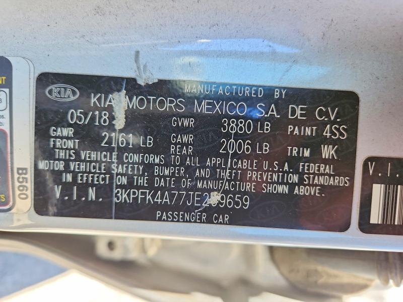 Auction sale of the 2018 Kia Forte, vin: 3KPFK4A77JE269659, lot number: 59744376