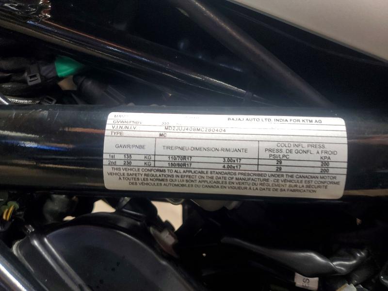 Продажа на аукционе авто 2021 Husqvarna Vitpilen 401/svartpilen 401, vin: MD2JUJ408MC280404, номер лота: 61610826