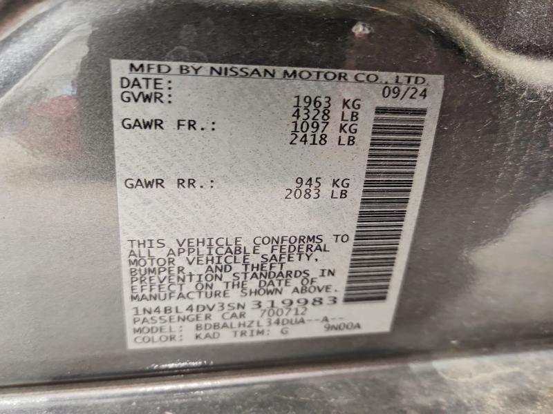 Aukcja sprzedaży 2025 Nissan Altima, vin: 1N4BL4DV3SN319983, numer aukcji: 61877136