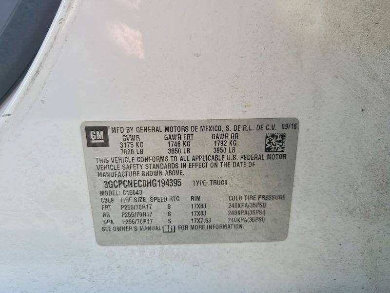 62532926 :رقم المزاد ، 3GCPCNEC0HG194395 vin ، 2017 Chevrolet Silverado مزاد بيع