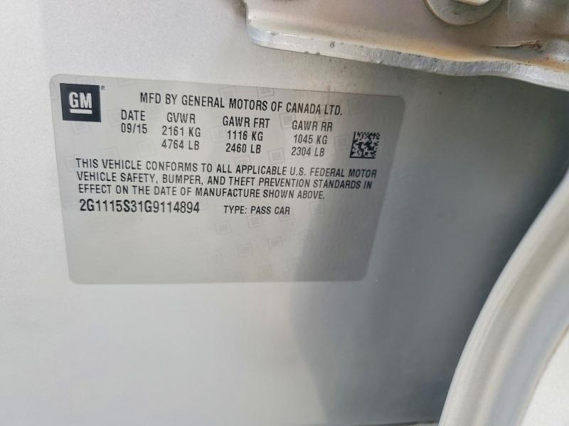Aukcja sprzedaży 2016 Chevrolet Impala, vin: 2G1115S31G9114894, numer aukcji: 63322996