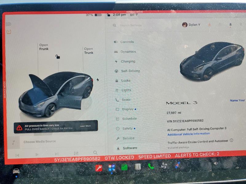 2023 Tesla Model 3 მანქანა იყიდება აუქციონზე, vin: 5YJ3E1EA8PF690582, აუქციონის ნომერი: 59867636