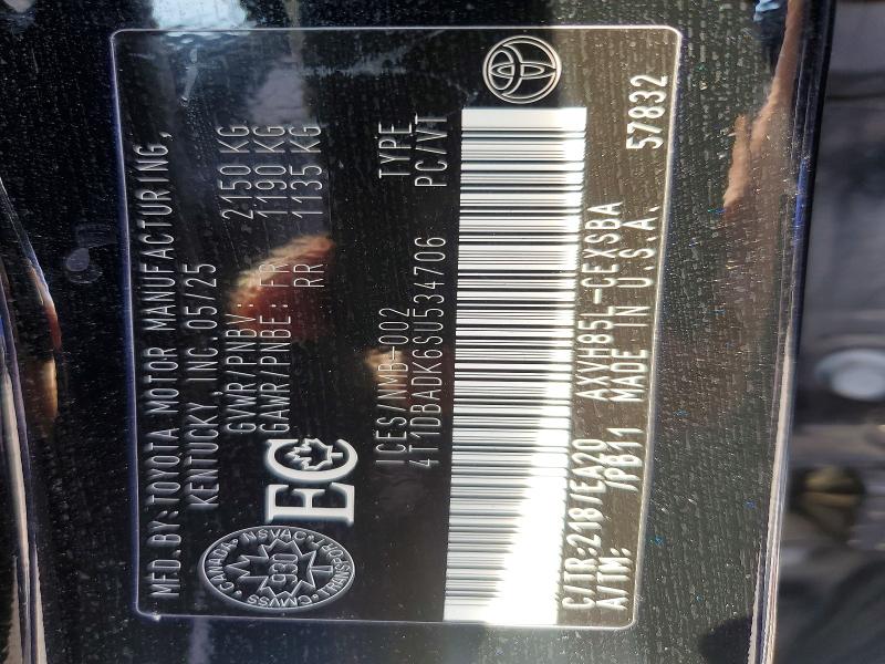 2025 Toyota Camry მანქანა იყიდება აუქციონზე, vin: 4T1DBADK6SU534706, აუქციონის ნომერი: 57730736