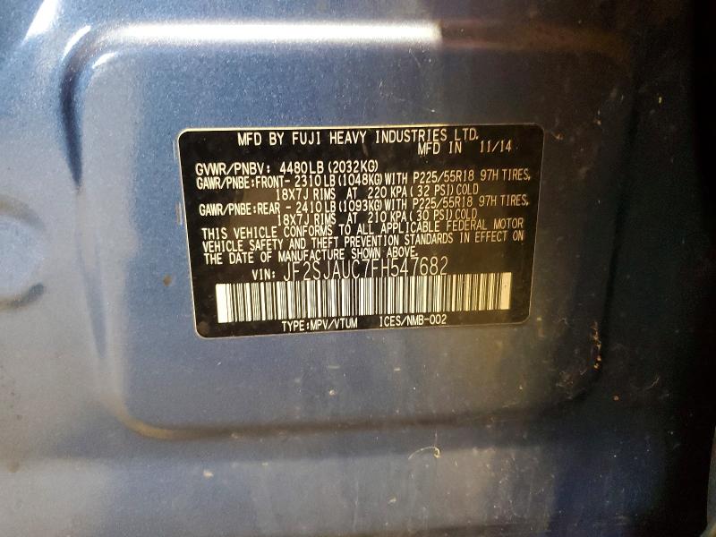 2015 Subaru Forester მანქანა იყიდება აუქციონზე, vin: JF2SJAUC7FH547682, აუქციონის ნომერი: 61931126