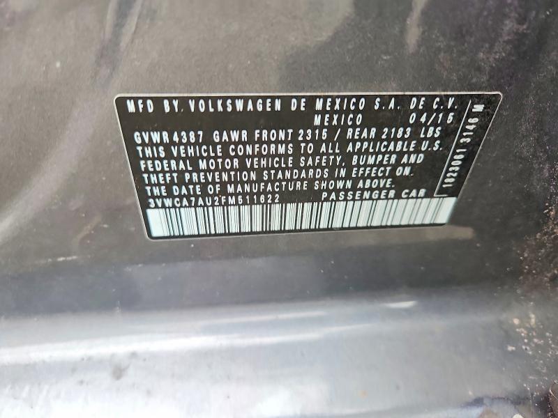 Aukcja sprzedaży 2015 Volkswagen Golf Sportwagen, vin: 3VWCA7AU2FM511622, numer aukcji: 62570556