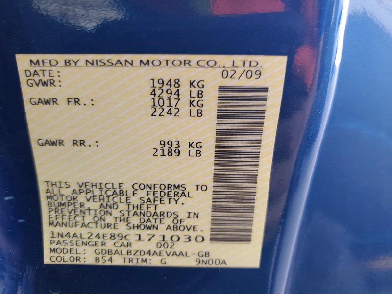 2009 Nissan Altima მანქანა იყიდება აუქციონზე, vin: 1N4AL24E89C171030, აუქციონის ნომერი: 62300766