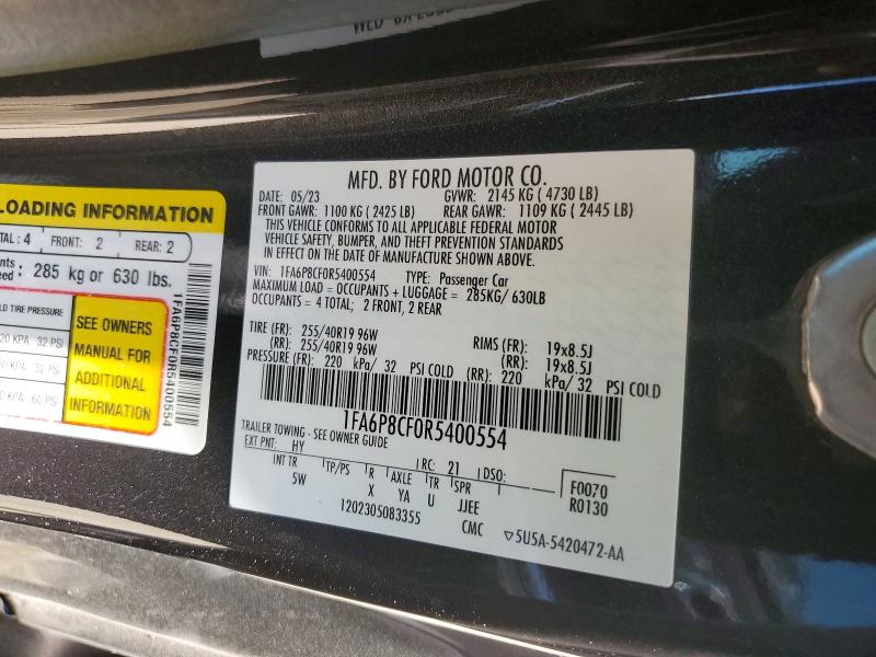 Продажа на аукционе авто 2024 Ford Mustang, vin: 1FA6P8CF0R5400554, номер лота: 53103966