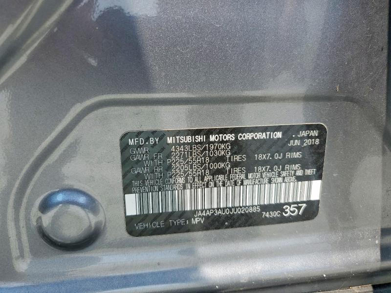 62690296 :رقم المزاد ، JA4AP3AU0JU020885 vin ، 2018 Mitsubishi Outlander Sport مزاد بيع