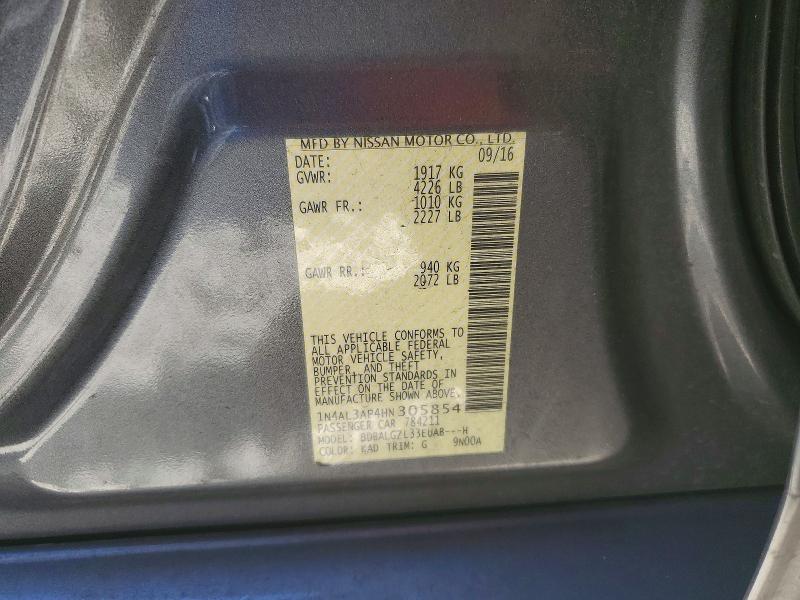 Продажа на аукционе авто 2017 Nissan Altima, vin: 1N4AL3AP4HN305854, номер лота: 61917596