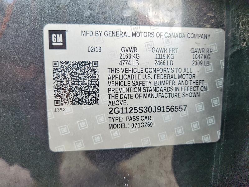 Aukcja sprzedaży 2018 Chevrolet Impala, vin: 2G1125S30J9156557, numer aukcji: 61006576