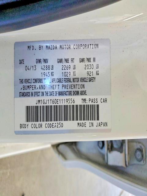 Auction sale of the 2014 Mazda 6, vin: JM1GJ1T60E1119556, lot number: 60606766