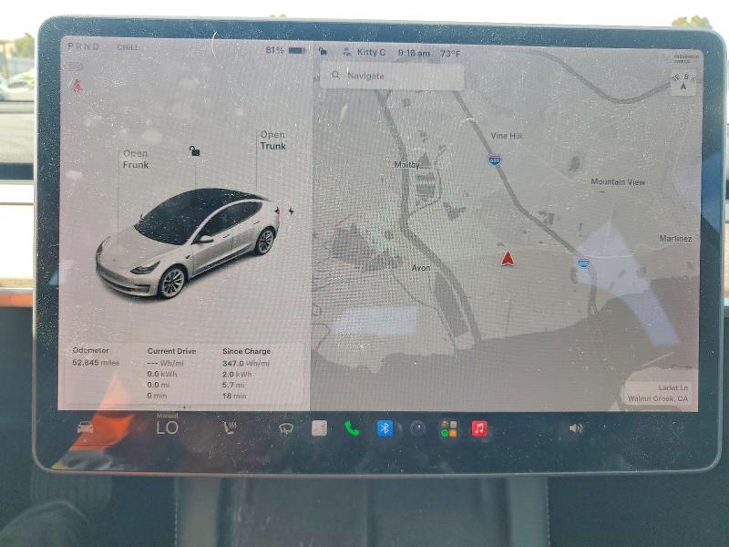 62076966 :رقم المزاد ، 5YJ3E1EB2MF863064 vin ، 2021 Tesla Model 3 مزاد بيع