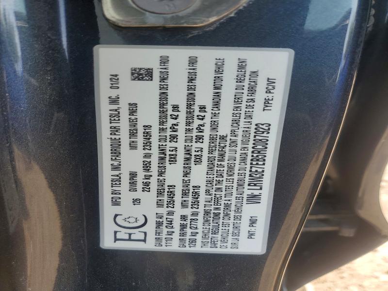 Продажа на аукционе авто 2024 Tesla Model 3, vin: LRW3E7EB5RC087923, номер лота: 61316706