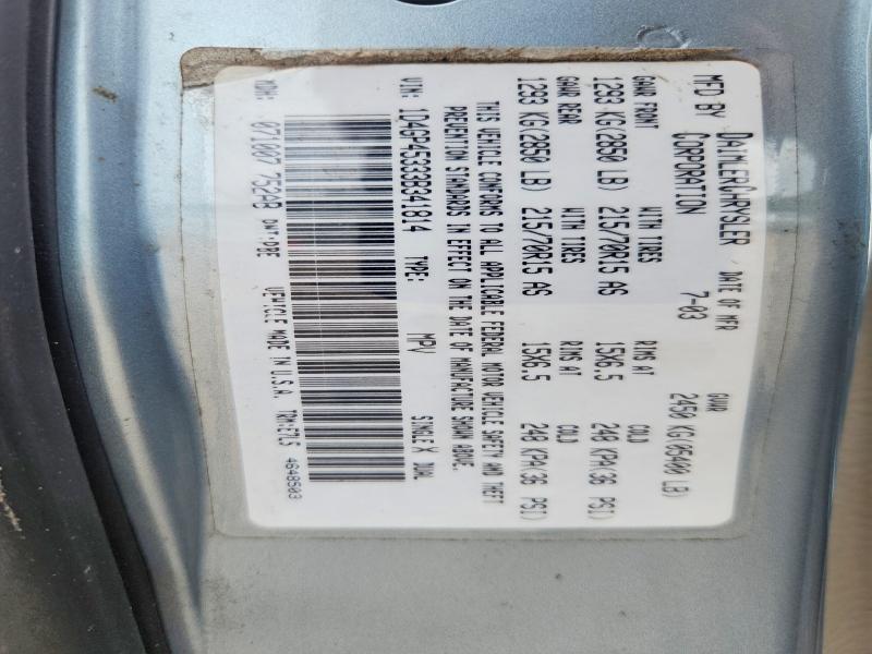 Aukcja sprzedaży 2003 Dodge Caravan, vin: 1D4GP45333B341814, numer aukcji: 60596916