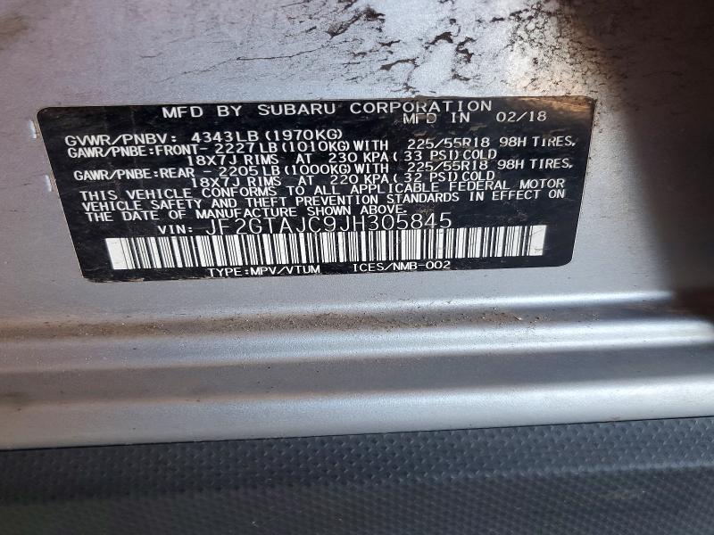 Aukcja sprzedaży 2018 Subaru Crosstrek, vin: JF2GTAJC9JH305845, numer aukcji: 61532476