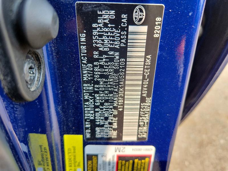 61804796 :رقم المزاد ، 4T1BF3EK1AU562109 vin ، 2010 Toyota Camry مزاد بيع