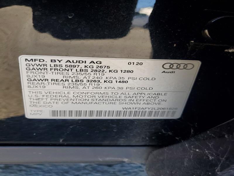 62810446 :رقم المزاد ، WA1F2AFY2L2061828 vin ، 2020 Audi Q5 E مزاد بيع