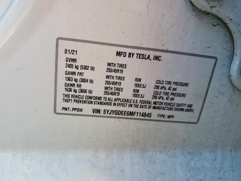 Aukcja sprzedaży 2021 Tesla Model Y, vin: 5YJYGDEE6MF114845, numer aukcji: 61941716
