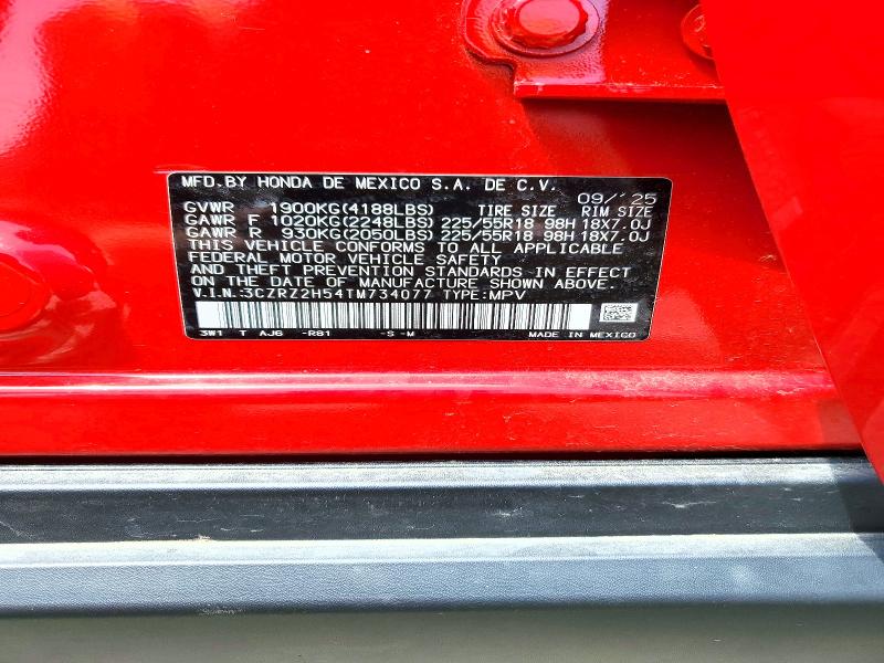 Aukcja sprzedaży 2026 Honda Hr-v, vin: 3CZRZ2H54TM734077, numer aukcji: 59775166