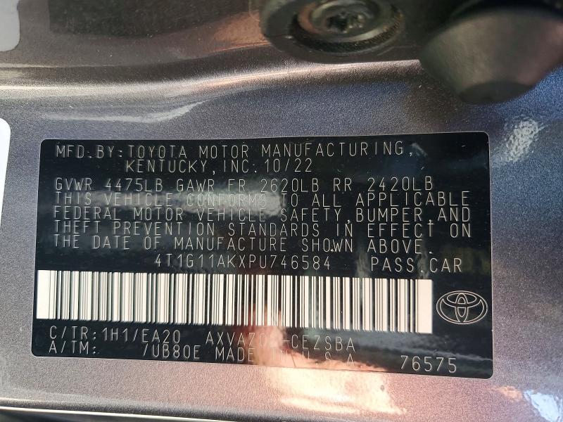 62276526 :رقم المزاد ، 4T1G11AKXPU746584 vin ، 2023 Toyota Camry مزاد بيع