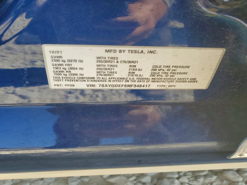 Продажа на аукционе авто 2022 Tesla Model Y, vin: 7SAYGDEF8NF348417, номер лота: 61220646
