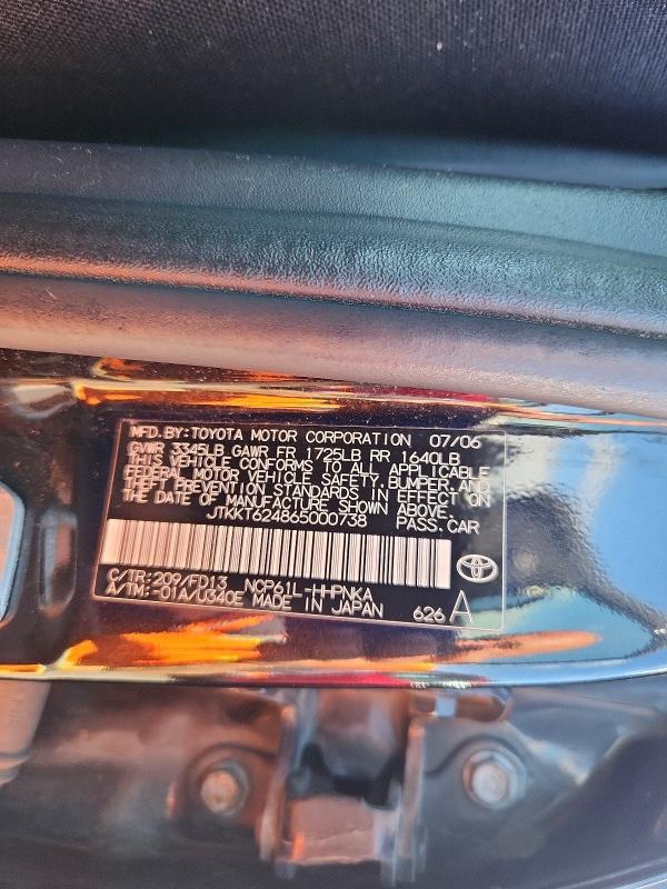 2006 Scion Xa მანქანა იყიდება აუქციონზე, vin: JTKKT624865000738, აუქციონის ნომერი: 63010476