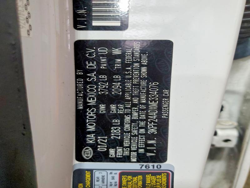 60609286 :رقم المزاد ، 3KPF24ADXME334076 vin ، 2021 Kia Forte مزاد بيع