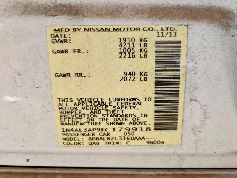 Продаж на аукціоні авто 2014 Nissan Altima, vin: 1N4AL3AP9EC179918, номер лоту: 60511856