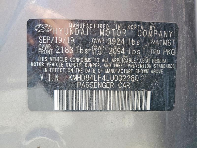 60145696 :رقم المزاد ، KMHD84LF4LU002280 vin ، 2020 Hyundai Elantra مزاد بيع