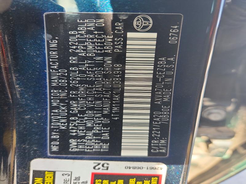 Aukcja sprzedaży 2020 Toyota Camry, vin: 4T1M11AK1LU384948, numer aukcji: 60151216