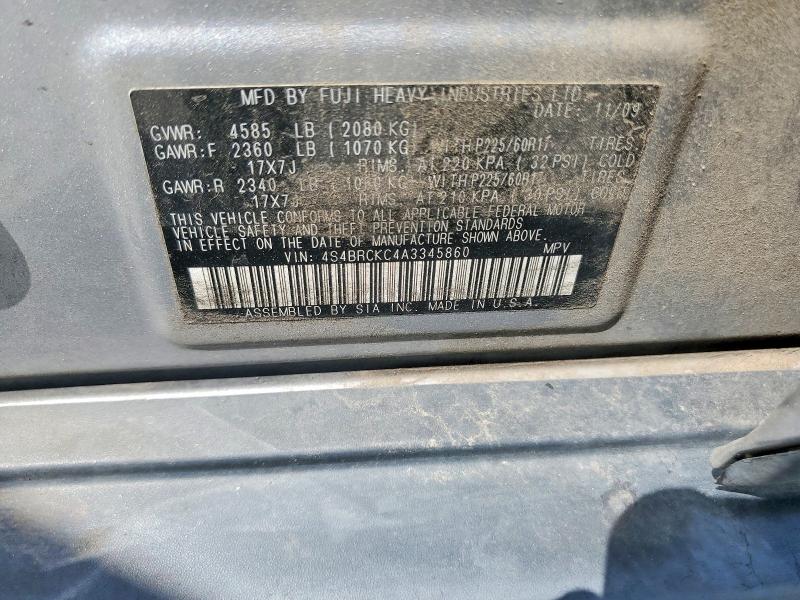 61362846 :رقم المزاد ، 4S4BRCKC4A3345860 vin ، 2010 Subaru Outback مزاد بيع