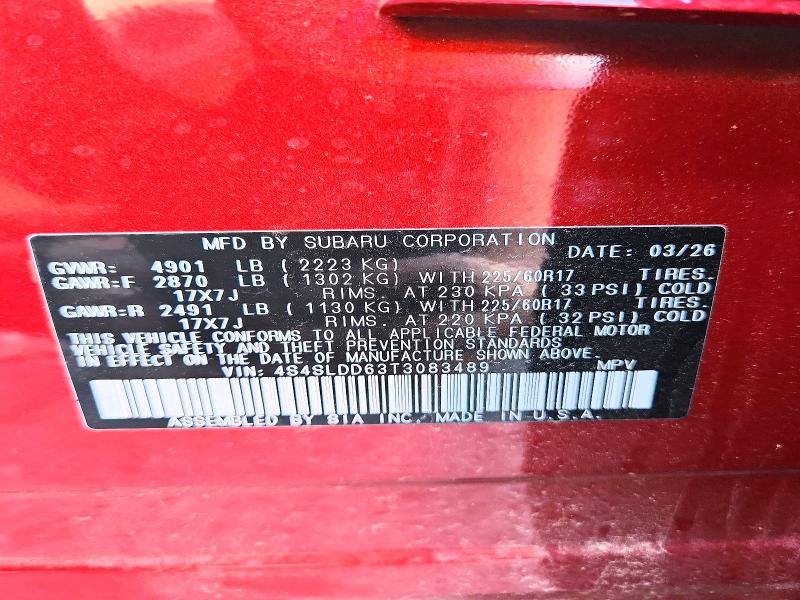Aukcja sprzedaży 2026 Subaru Forester, vin: 4S4SLDD63T3083489, numer aukcji: 62123336