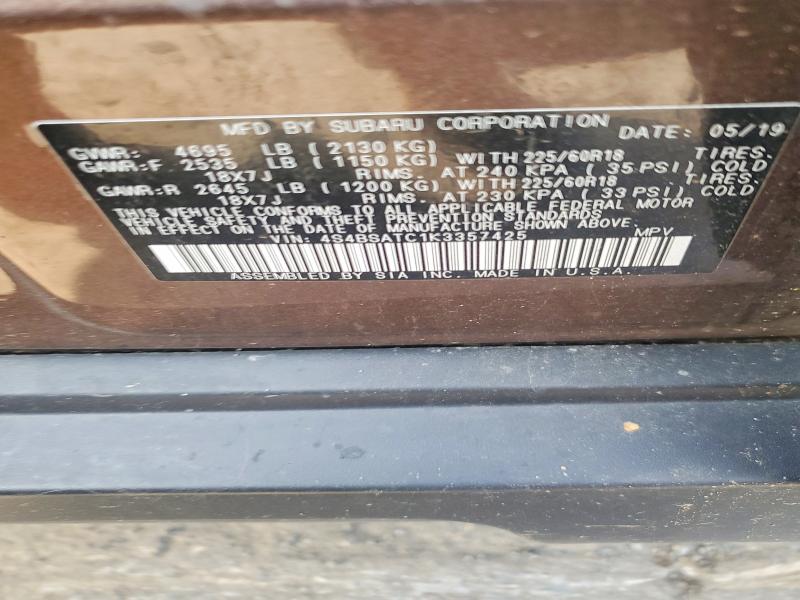 Продаж на аукціоні авто 2019 Subaru Outback, vin: 4S4BSATC1K3357425, номер лоту: 60326906