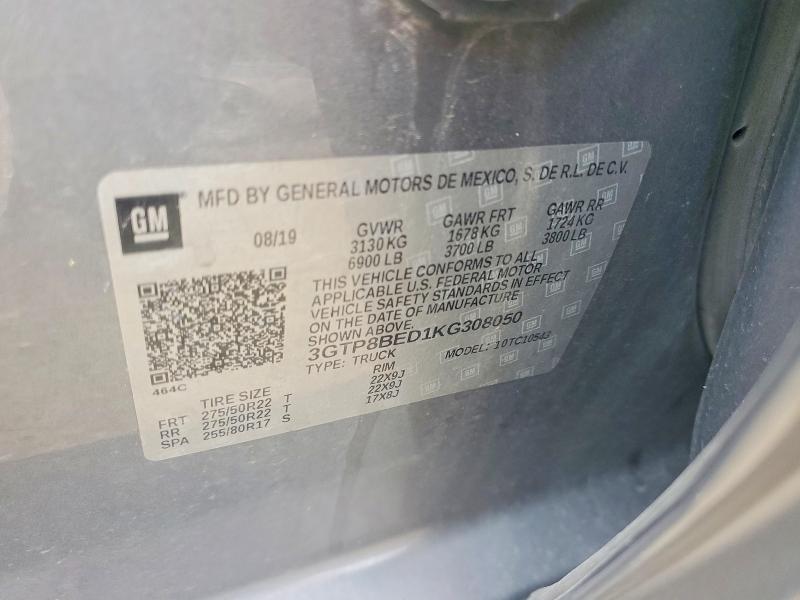 Aukcja sprzedaży 2019 Gmc Sierra, vin: 3GTP8BED1KG308050, numer aukcji: 63318316