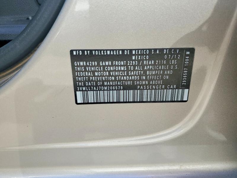 Auction sale of the 2013 Volkswagen Jetta, vin: 3VWLL7AJ7DM206579, lot number: 63248926