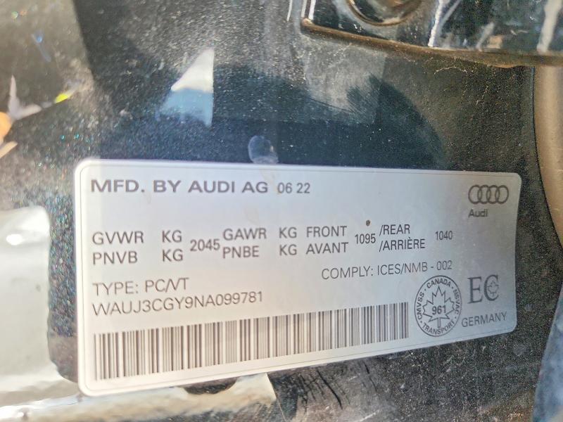 Aukcja sprzedaży 2022 Audi S3, vin: WAUJ3CGY9NA099781, numer aukcji: 60850926